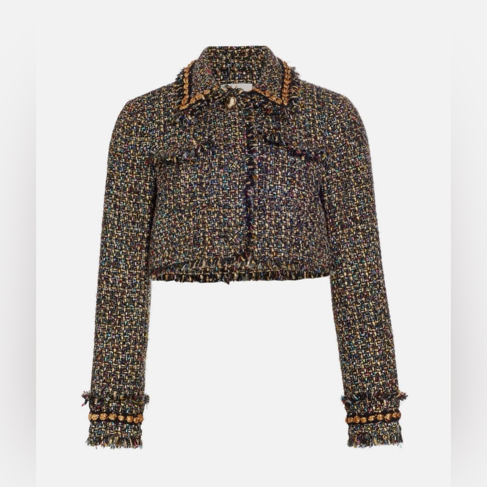 NEW! Cinq a Sept Size 2 'Odette' Cropped Confetti Tweed Jacket, Black Multi - Picture 2 of 9